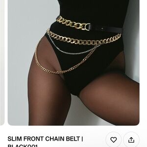 Good American Gold and Black Chain Belt